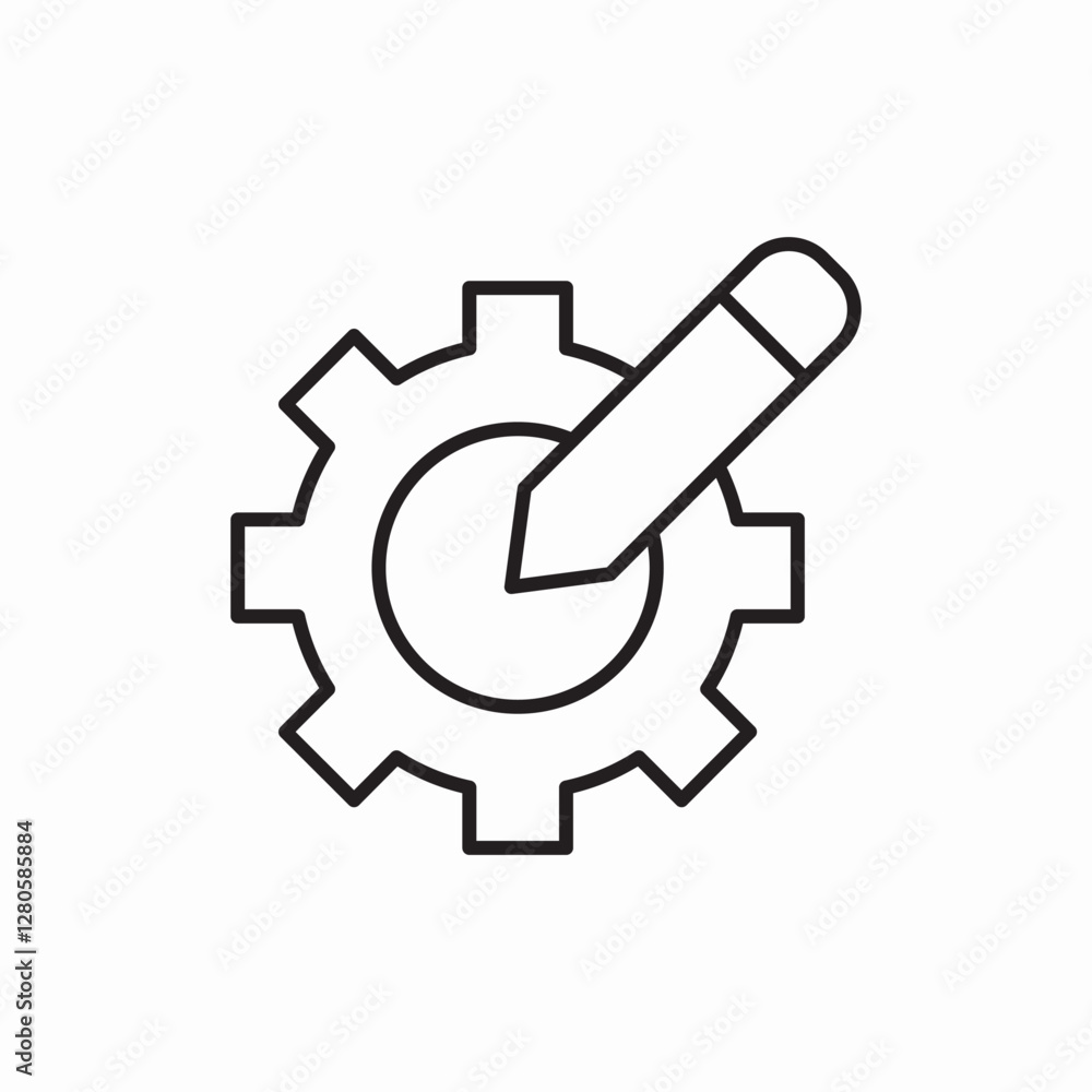 settings gear pencil icon vector sign settings gear pencil icon vector sign