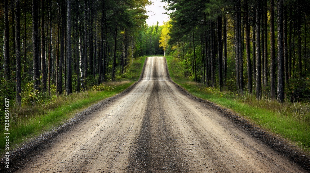Naklejka premium Dirt Road Through a Lush Green Forest