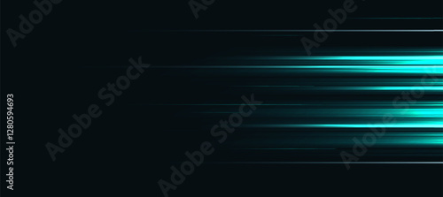 Abstract neon lines motion technology, glowing light line green with fast speed lines hi tech background vector for presentation products or website background EPS 10