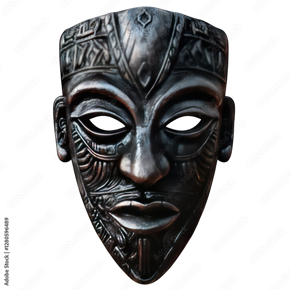 Ancient and cursed tribal mask isolated on transparent background Ancient and cursed tribal mask isolated on transparent background