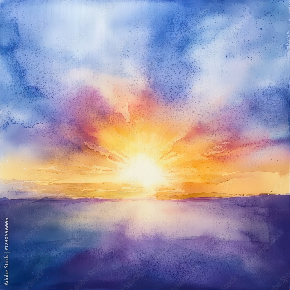 Vibrant Sunset Over Calm Water Reflected in Soft Pastels Vibrant Sunset Over Calm Water Reflected in Soft Pastels