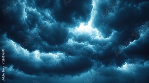 Dramatic dark clouds, storm sky, ominous atmosphere,  natural disaster