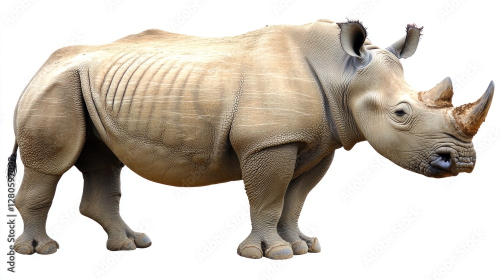 Fototapeta premium White Rhinoceros Profile Against White Background
