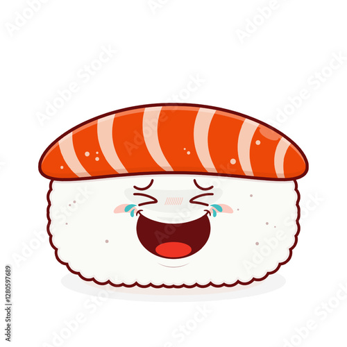 sushi salmon laughing face cartoon cute