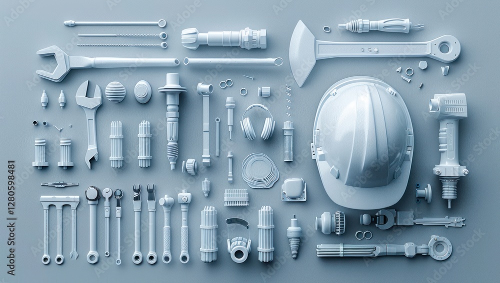 Fototapeta premium Tools for Construction - A Collection of White Tools