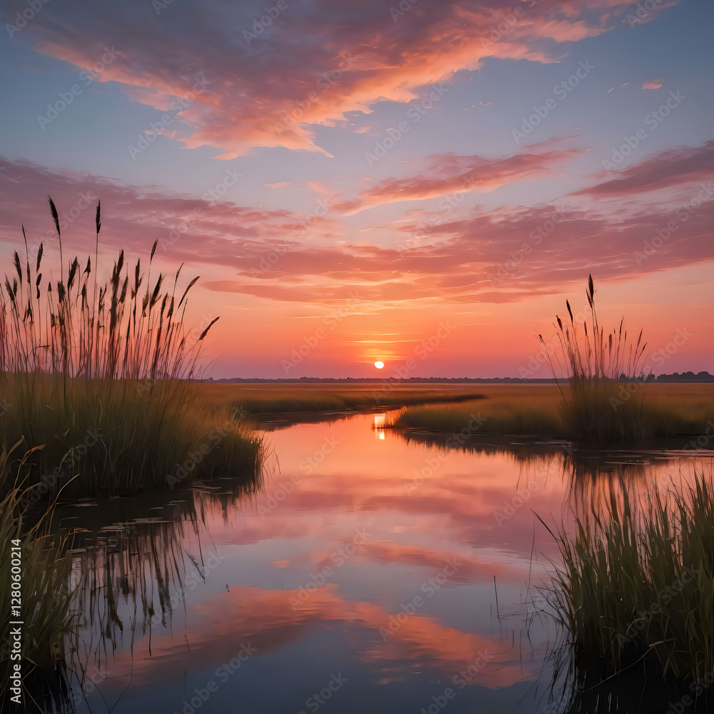 Obraz premium sunset over the river