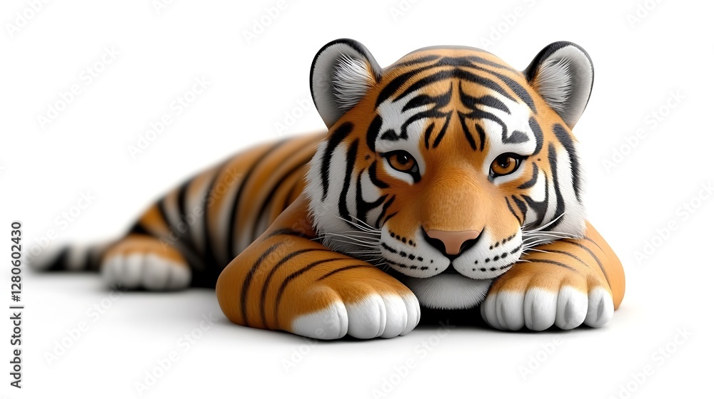 Fototapeta premium Playful tiger illustration art studio digital artwork creative environment