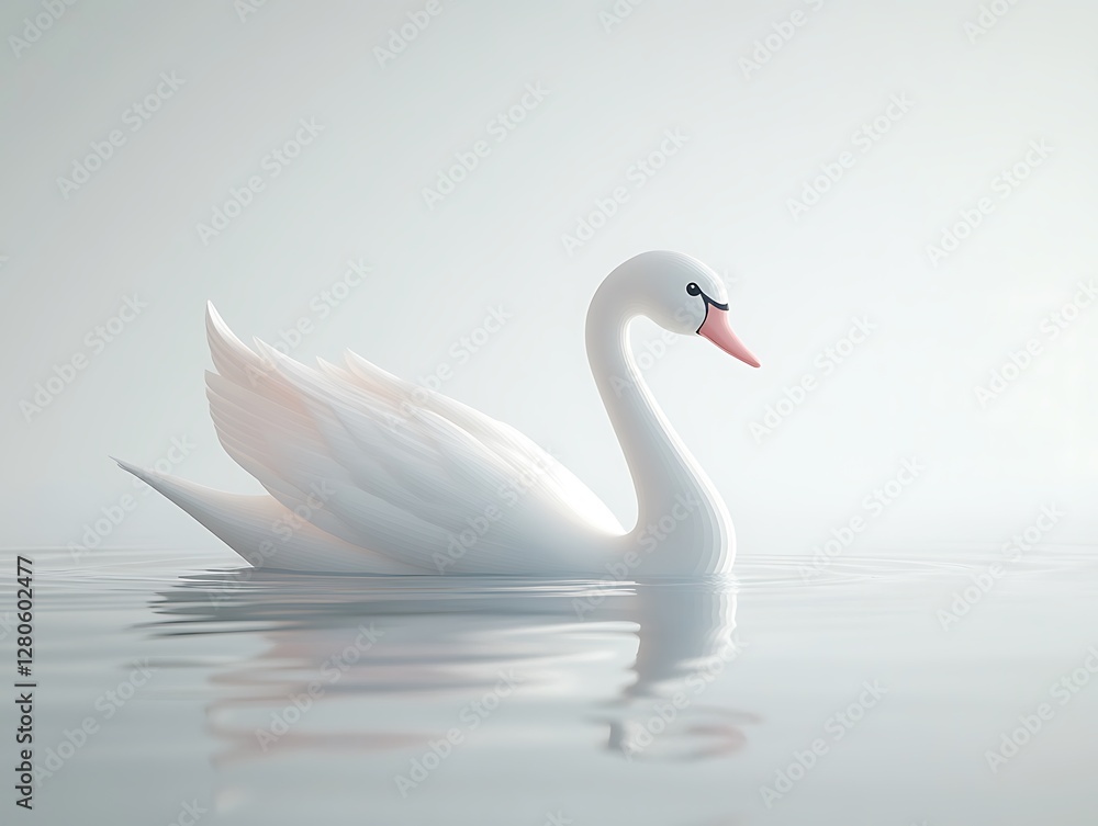 Fototapeta premium Elegant swan gliding on tranquil water serene environment nature scene
