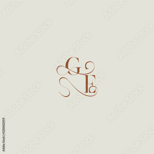 contemporary modern curvy monogram wedding style logo concept letter initial with thin line GE