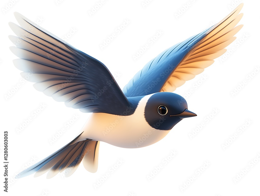 Fototapeta premium Flying bird in nature artistic rendering bright background dynamic view