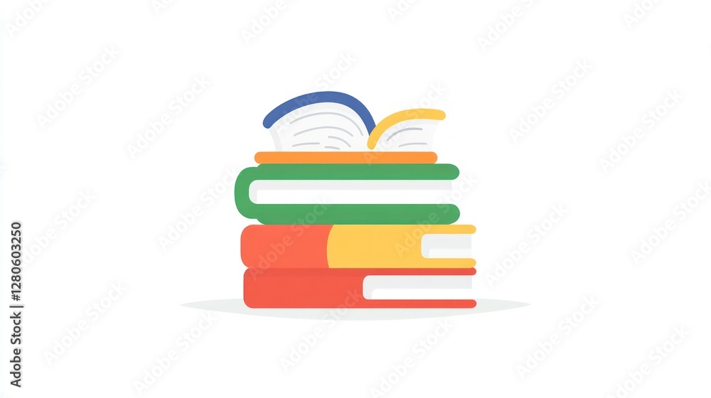 Fototapeta premium Stack of colorful open books on white background