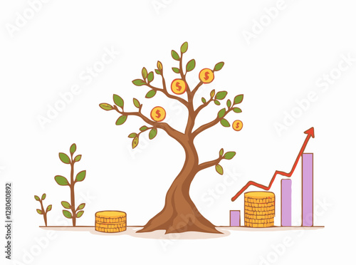 Visualizing Wealth Growth: Money Tree and Investment Graphs