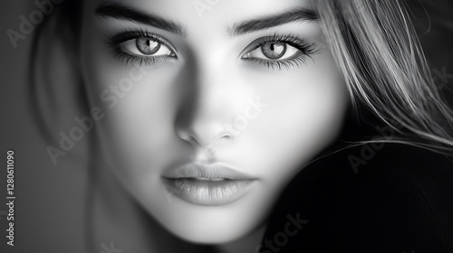 Wallpaper Mural Dramatic Close Up Portrait of a Beautiful Woman with Sparkling Eyes in Black and White Torontodigital.ca