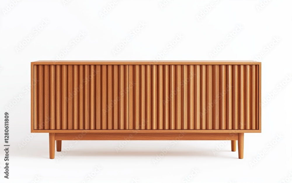 Modern Wooden Cabinet with Vertical Slats Design Modern Wooden Cabinet with Vertical Slats Design