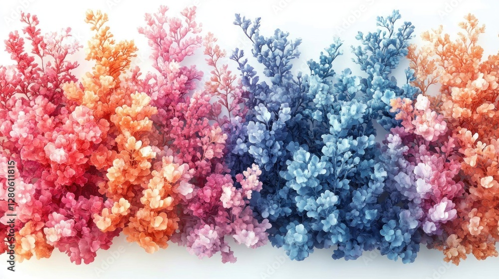 Fototapeta premium Colorful gradient floral arrangement on white background