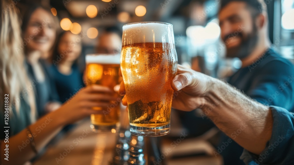 Alcohol consumption at a trendy brewery with craft beer and industrial decor. Featuring local culture and community Alcohol consumption at a trendy brewery with craft beer and industrial decor. Featuring local culture and community