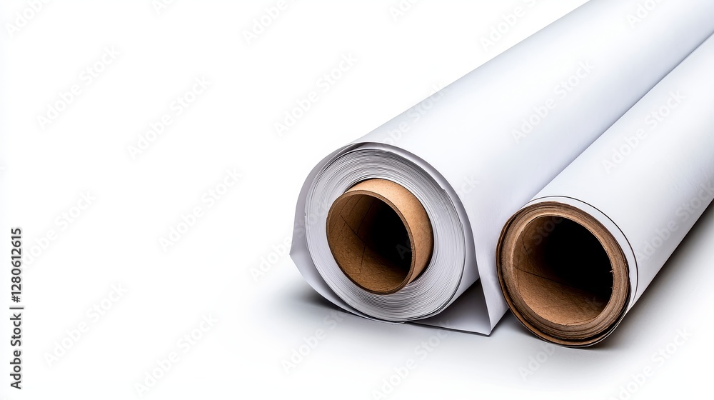 Fototapeta premium Clean White Paper Rolls on White Background: Simple, Minimalist Texture for Design and Print Concepts
