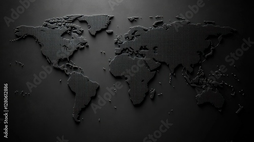 Fototapeta Naklejka Na Ścianę i Meble -  Dark world map on textured surface