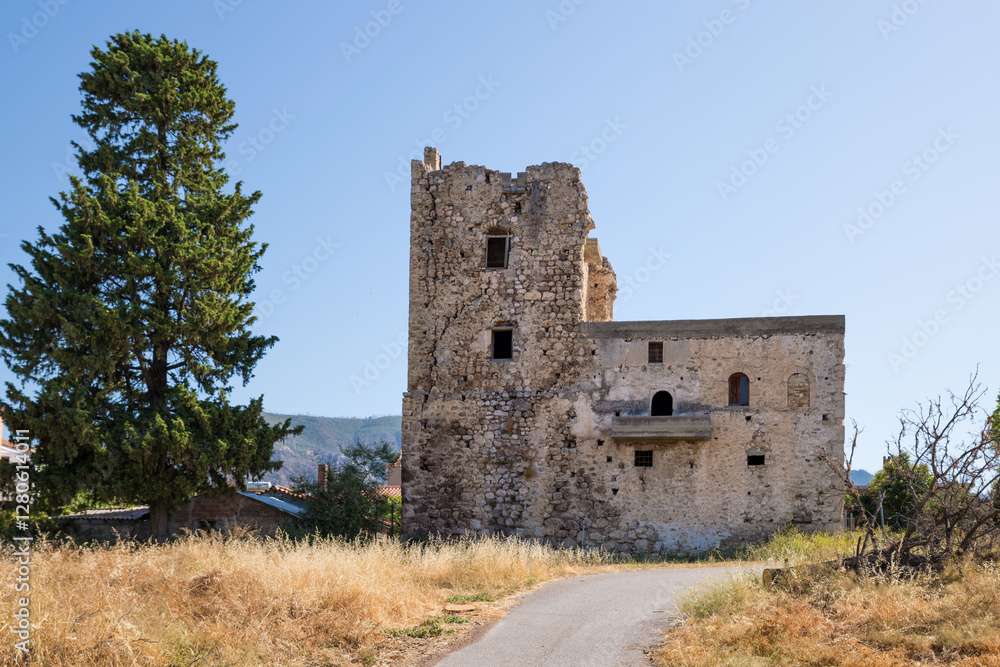 The medieval tower in Rovies village, North Evia, Greece The medieval tower in Rovies village, North Evia, Greece