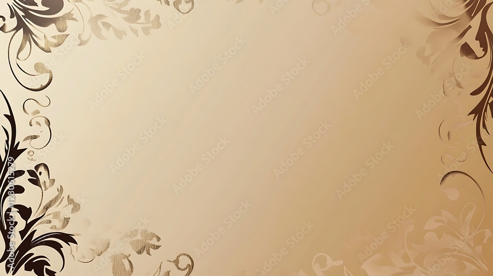 Elegant Beige Background With Dark Floral Corners Elegant Beige Background With Dark Floral Corners