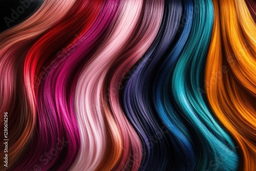 Colorful hair dye and color tubes arranged for creative coloring in a salon setting