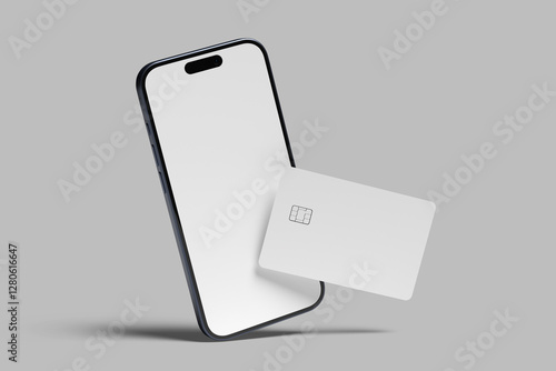 Smartphone and credit card blank mockup