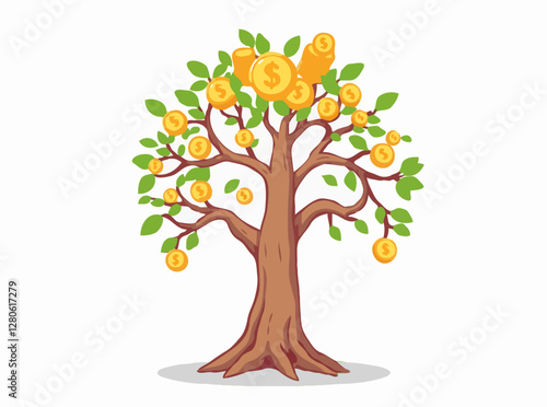 Earning Money: Money Tree with Passive Income Charts