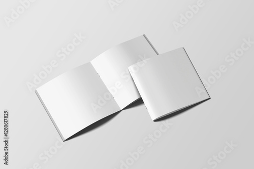 Square brochure catalog mockup 3d rendering Blank 