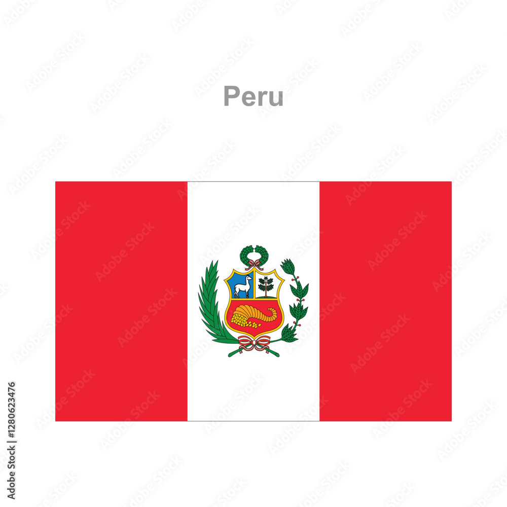 Fototapeta premium Peru flag. Vector illustration of the national flag