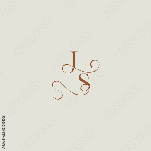 contemporary modern curvy monogram wedding style logo concept letter initial with thin line JS