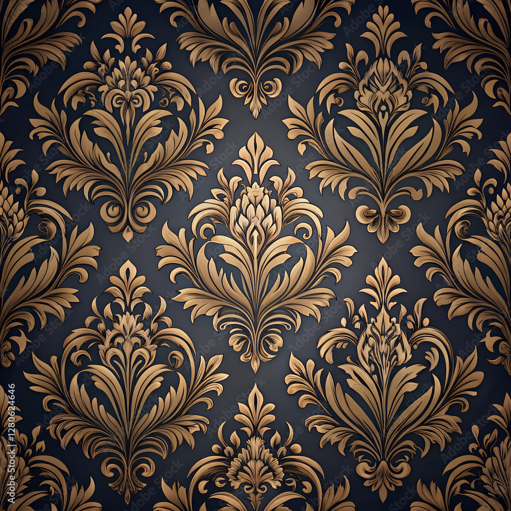 Dark damask seamless pattern background. Elegant luxury texture for wallpaper. Dark damask seamless pattern background. Elegant luxury texture for wallpaper.