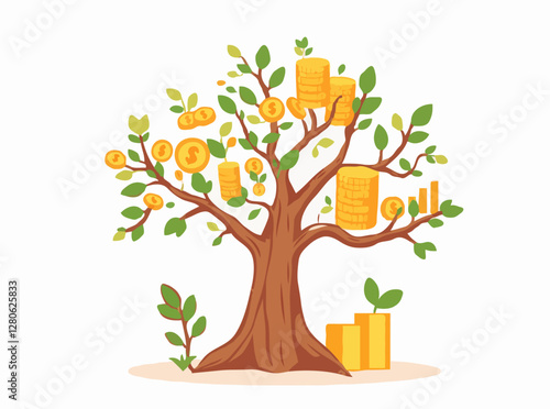Diversified Income Visual: Money Tree and Investment Graphs