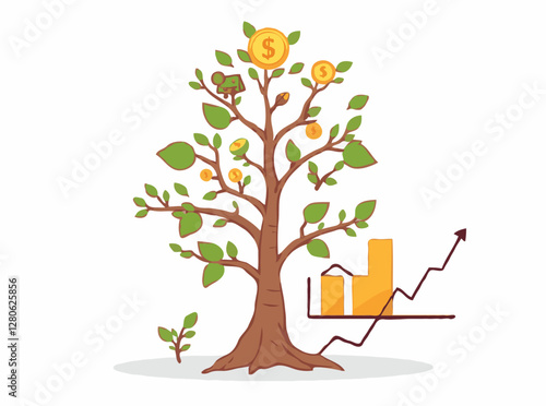 Diversified Income Visual: Money Tree and Investment Graphs