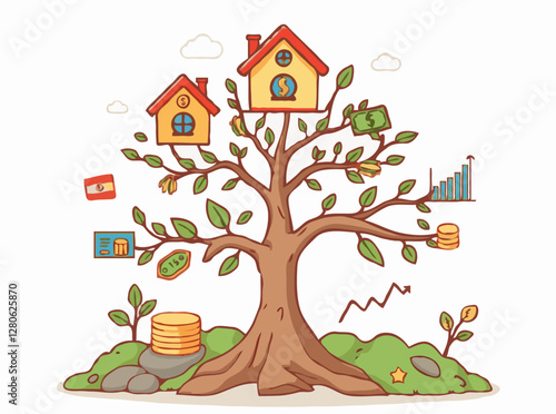 Diversified Income Visual: Money Tree and Investment Graphs