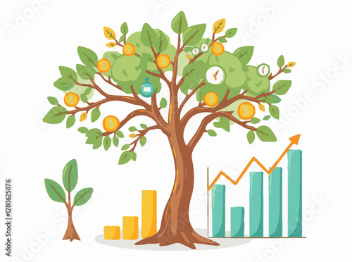 Diversified Income Visual: Money Tree and Investment Graphs