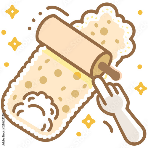 Pet care Removing pet fur with a lint roller in cute doodle style
