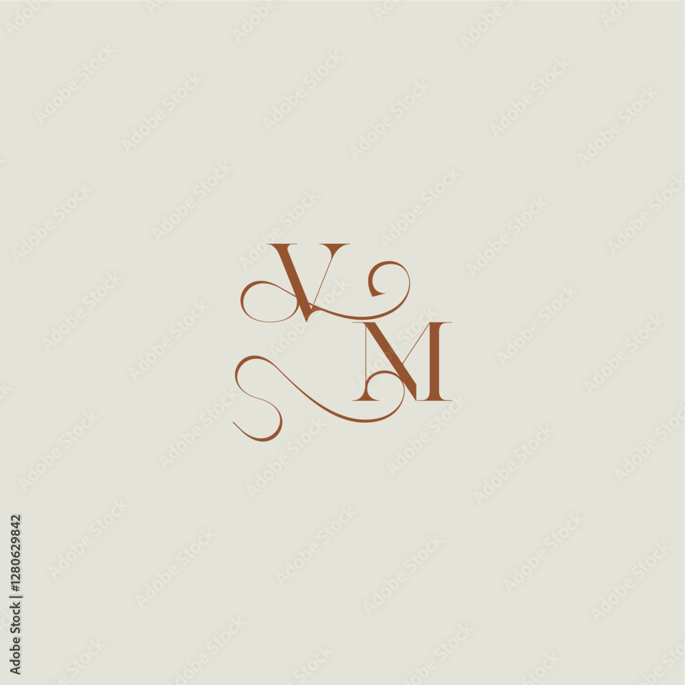 initial with thin line VM monogram wedding style logo concept letter contemporary modern curvy initial with thin line VM monogram wedding style logo concept letter contemporary modern curvy