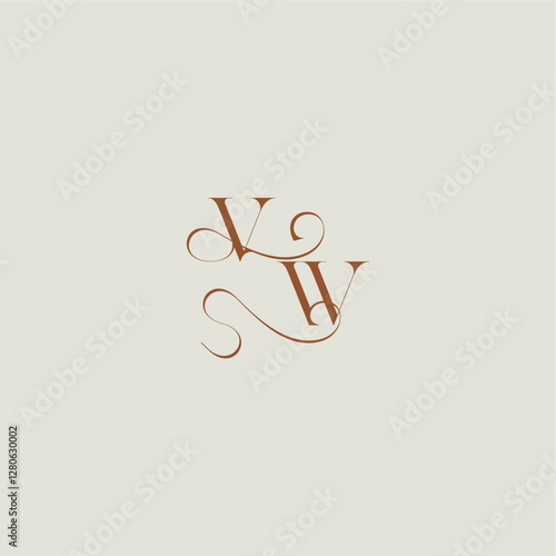 initial with thin line VW monogram wedding style logo concept letter contemporary modern curvy