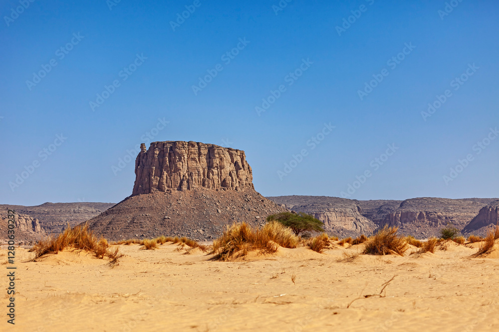 The mountain Landscape of the Sahara Desert in Algeria The mountain Landscape of the Sahara Desert in Algeria
