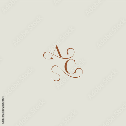monogram wedding style logo concept initial with thin line AC contemporary modern curvy letter