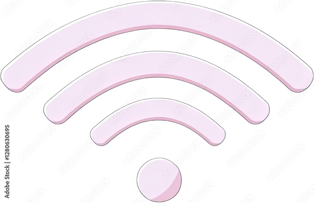 Minimalist Pink Wi-Fi Icon on Light Background Minimalist Pink Wi-Fi Icon on Light Background