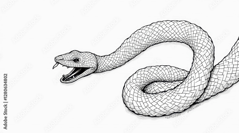 Obraz premium Coiled Snake Illustration