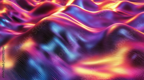 Vibrant holographic waves of light showcase a dynamic display of color and movement in a high-quality visual experience