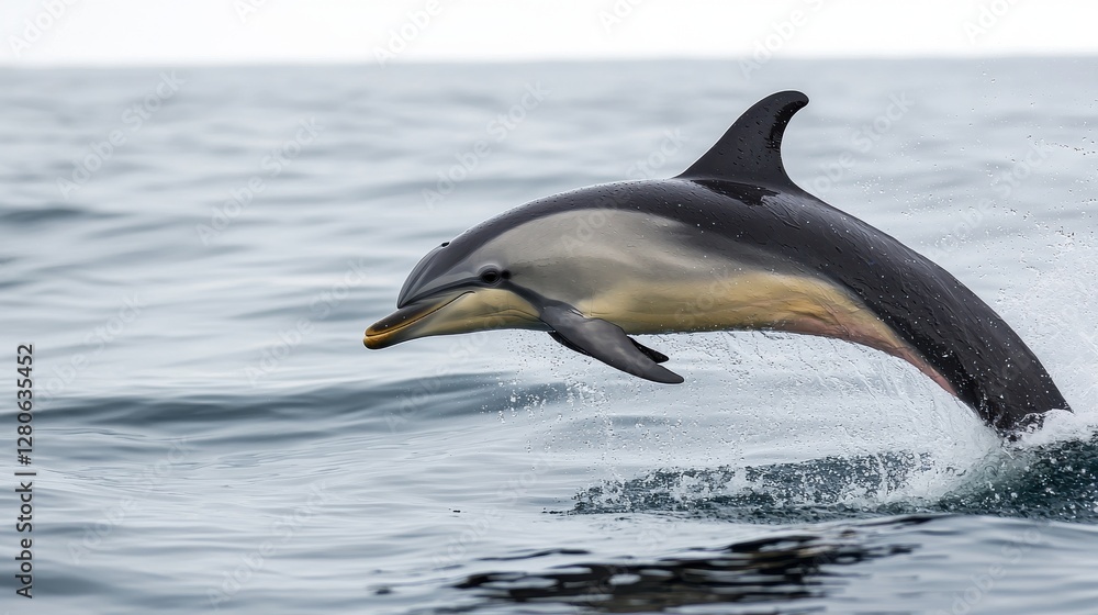 Obraz premium Dolphin leaping out of the ocean coastal waters wildlife photography marine environment side view nature's grace and playfulness