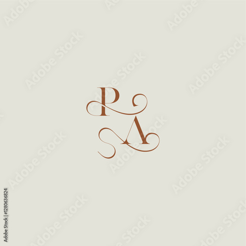 monogram wedding style logo concept initial with thin line PA contemporary modern curvy letter