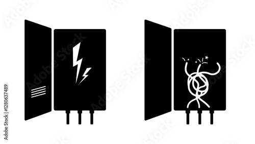 electrical distribution board panel box , black isolated silhouette