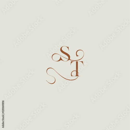 monogram wedding style logo concept initial with thin line ST contemporary modern curvy letter