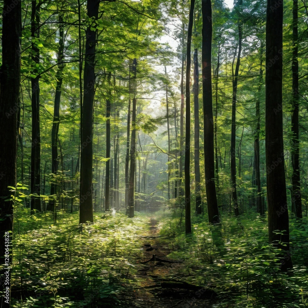 Fototapeta premium Dense forests with trees in a mysterious atmosphere