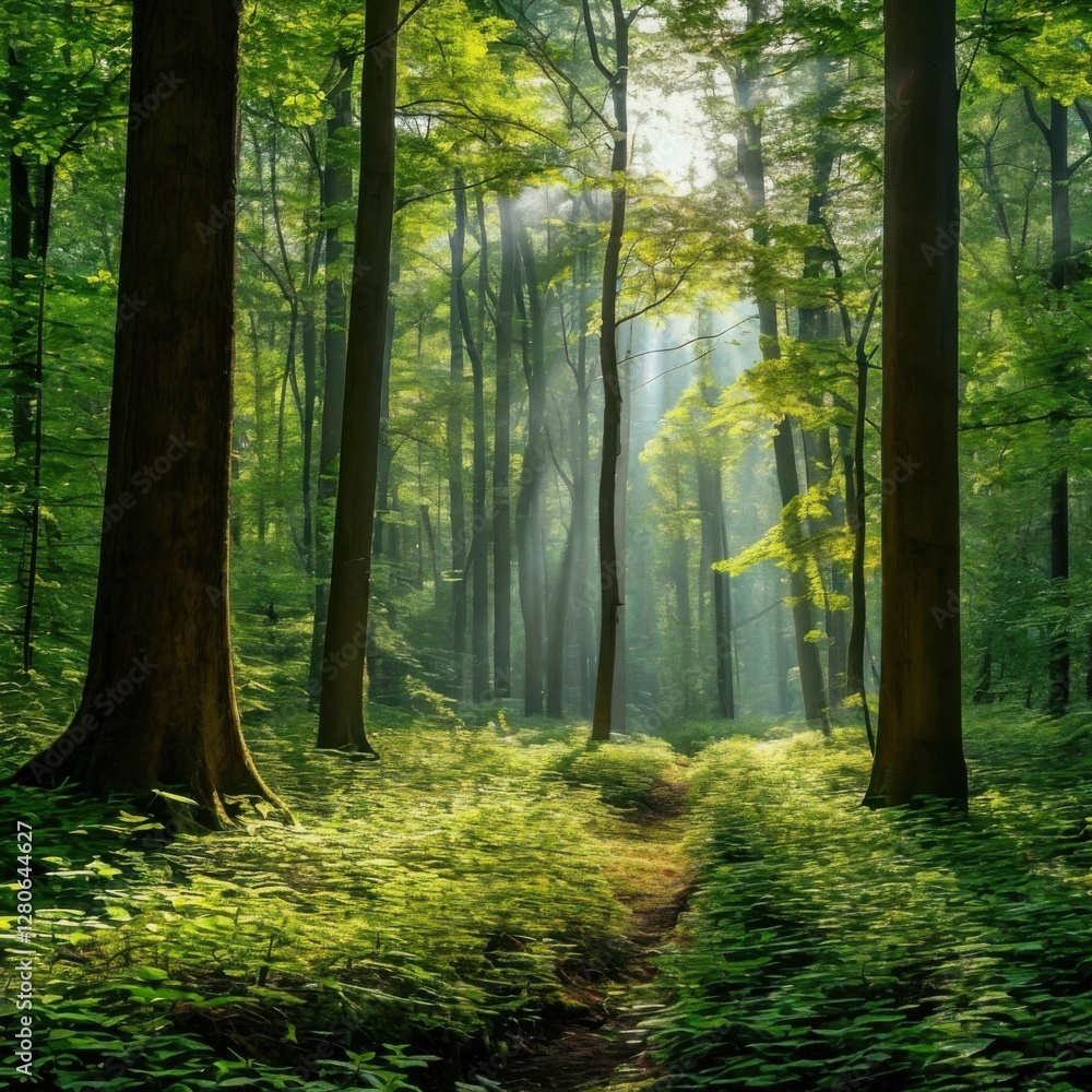 Fototapeta premium Dense forests with trees in a mysterious atmosphere
