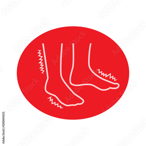 Foot pain, line art vector illustration.